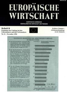 EUROPÄISCHE WIRTSCHAFT. Beiheft Î’ Ergebnisse der Umfrage bei den Unternehmern und den Verbrauchern Nr. 11 - November 1994
