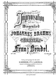 Partition complète, Improvisation on pour Wiegenlied by Johannes Brahms, Op.141