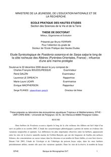 Etude Synécologique de Posidonia oceanica et de Sarpa salpa le long de la côte rocheuse des Albères (Pyrénées-Orientales, France) ; influence  d une aire marine protégée 