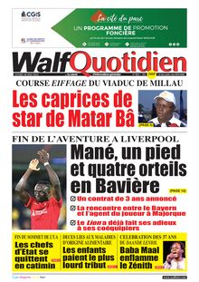 Walf Quotidien n°9052 - du lundi 30 mai 2022