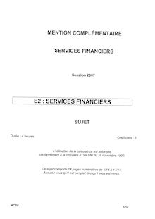 Services financiers 2007 MC Services financiers