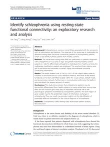 Identify schizophrenia using resting-state functional connectivity: an exploratory research and analysis