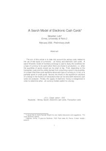 A Search Model of Electronic Cash Cards