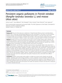 Persistent organic pollutants in Finnish reindeer (Rangifer tarandus tarandus L.) and moose (Alces alces)