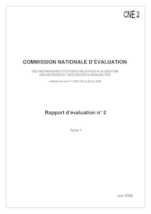 Rapport d évaluation n°2 de la Commission nationale d évaluation des recherches et études relatives à la gestion des matières et des déchets radioactifs
