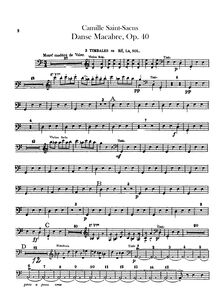 Partition timbales, Xylophone, basse tambour/cymbales, Triangle, Danse macabre, Op.40