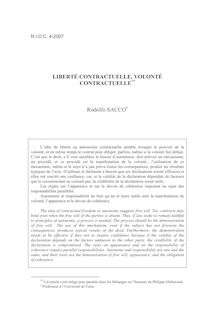 Liberté contractuelle, volonté contractuelle - article ; n°4 ; vol.59, pg 743-760