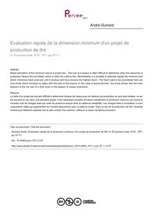 Evaluation rapide de la dimension minimum d un projet de production de thé - article ; n°1 ; vol.87, pg 67-71