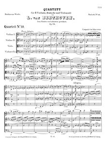 Partition complète, corde quatuor No.10, Op.74, Harp-Quartet, E♭ major par Ludwig van Beethoven
