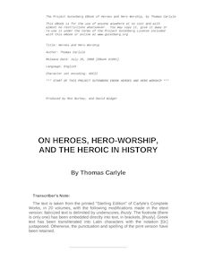 On Heroes and Hero Worship and the Heroic in History