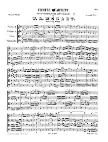 Partition complète, corde quatuor No.4, C major, Mozart, Wolfgang Amadeus