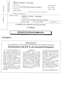 Economie Droit 2001 BEP - Logistique et commercialisation