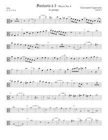 Partition ténor viole de gambe 1, alto clef, Fantasia pour 5 violes de gambe, RC 28