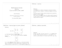 Mathématiques discr`etes Matrices Cours 18, MATH/COSC 1056F ...