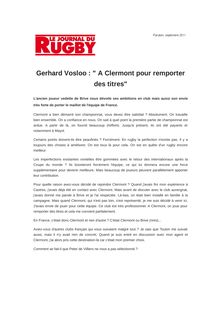Gerhard Vosloo : " A Clermont pour remporter des titres"
