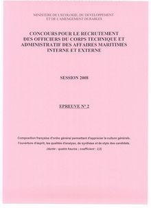 Composition Française 2008 Externe Officier de Corps Technique et Administratif des Affaires Maritimes