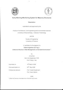 Early-warning monitoring system for masonry structures [Elektronische Ressource] / by Anna Bosi