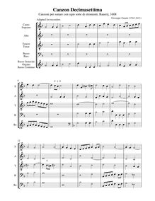 Partition complète (SATB enregistrements, continuo), Canzon Decimasettima