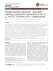 Phosphoinositide-3-kinase/akt - dependent signaling is required for maintenance of [Ca2+]i,ICa, and Ca2+ transients in HL-1 cardiomyocytes
