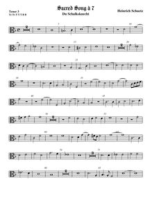Partition ténor viole de gambe 3, alto clef, Du Schalksknecht, Schütz, Heinrich