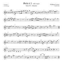 Partition viole de gambe aigue 2,  No.3 pour 3 violes de gambe et orgue par William Lawes