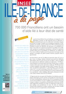 700 000 Franciliens ont un besoin d aide lié à leur état de santé