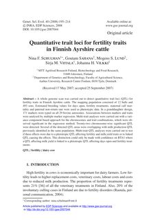 Quantitative trait loci for fertility traits in Finnish Ayrshire cattle