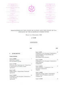 PROCEEDINGS OF THE COURT OF JUSTICE AND THE COURT OF First INSTANCE OF THE EUROPEAN COMMUNITIES. Week 4 to 8 December 2000 n° 33/00