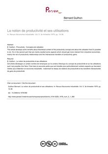 La notion de productivité et ses utilisations - article ; n°1 ; vol.5, pg 14-36