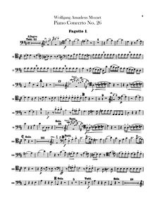 Partition basson 1, 2, Piano Concerto No.26, Krönungskonzert ; Coronation Concerto