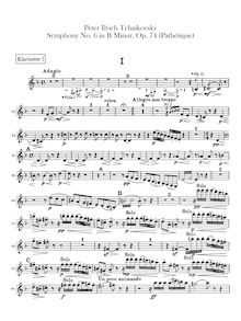 Partition clarinette 1, 2 (A), Symphony No.6, Pathétique / Патетическая (Pateticheskaya)