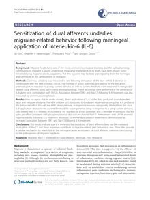 Sensitization of dural afferents underlies migraine-related behavior following meningeal application of interleukin-6 (IL-6)