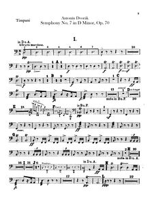 Partition timbales, Symphony No.7, Symfonie č.7, D minor, Dvořák, Antonín