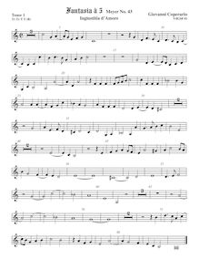 Partition ténor viole de gambe 1, aigu clef, Fantasia pour 5 violes de gambe, RC 64
