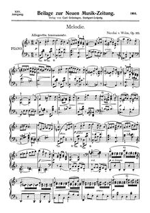 Partition complète, Melodie, Op.113, Wilm, Nicolai von