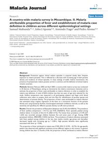 A country-wide malaria survey in Mozambique. II. Malaria attributable proportion of fever and establishment of malaria case definition in children across different epidemiological settings