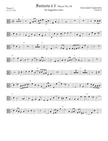 Partition ténor viole de gambe 2, alto clef, Fantasia pour 5 violes de gambe, RC 48