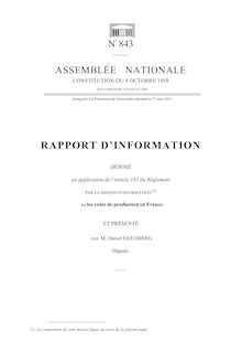 Rapport d information déposé (..) par la mission d information sur les coûts de production en France