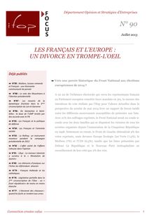 IFOP : Les Français et l Europe : un divorce en trompe-l oeil