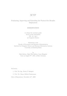 SCTP - evaluating, improving and extending the protocol for broader deployment [Elektronische Ressource] / by Irene Rüngeler