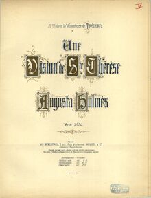 Partition couverture couleur, Une vision de sainte Thérèse, Holmès, Augusta Mary Anne
