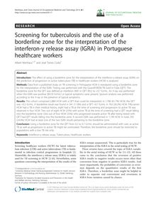 Screening for tuberculosis and the use of a borderline zone for the interpretation of the interferon-γ release assay (IGRA) in Portuguese healthcare workers
