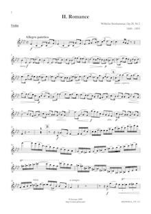Partition No.2 partition de violon, 2 Romances, Op.28, Stenhammar, Wilhelm