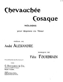 Partition complète, Chevauchée cosaque, Mélodie, G minor, Fourdrain, Félix