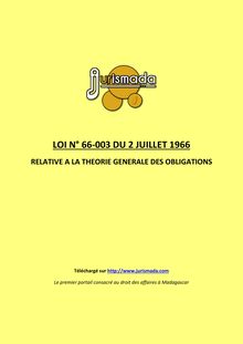 Madagascar -Loi 66-003 du 2 juillet 1966 theorie generale des obligations LTGO
