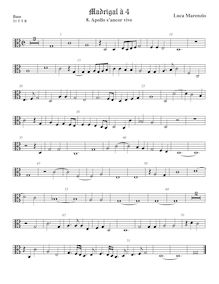 Partition viole de basse, alto clef, madrigaux pour 4 voix, Marenzio, Luca par Luca Marenzio