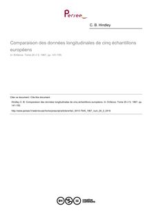Comparaison des données longitudinales de cinq échantillons européens - article ; n°2 ; vol.20, pg 141-155