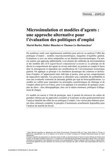 Microsimulation et modèles d agents : une approche alternative pour l évaluation des politiques d emploi