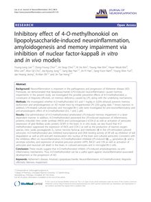 Inhibitory effect of 4-O-methylhonokiol on lipopolysaccharide-induced neuroinflammation, amyloidogenesis and memory impairment via inhibition of nuclear factor-kappaB in vitroand in vivomodels