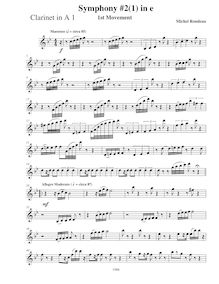 Partition clarinette 1 (A), Symphony No.2, E minor, Rondeau, Michel